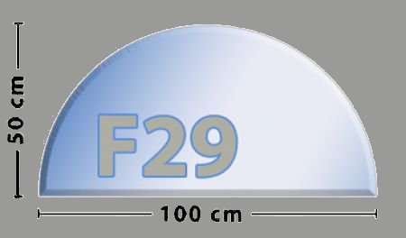 Halbkreis F29  Funkenschutzplatte aus Sicherheitsglas