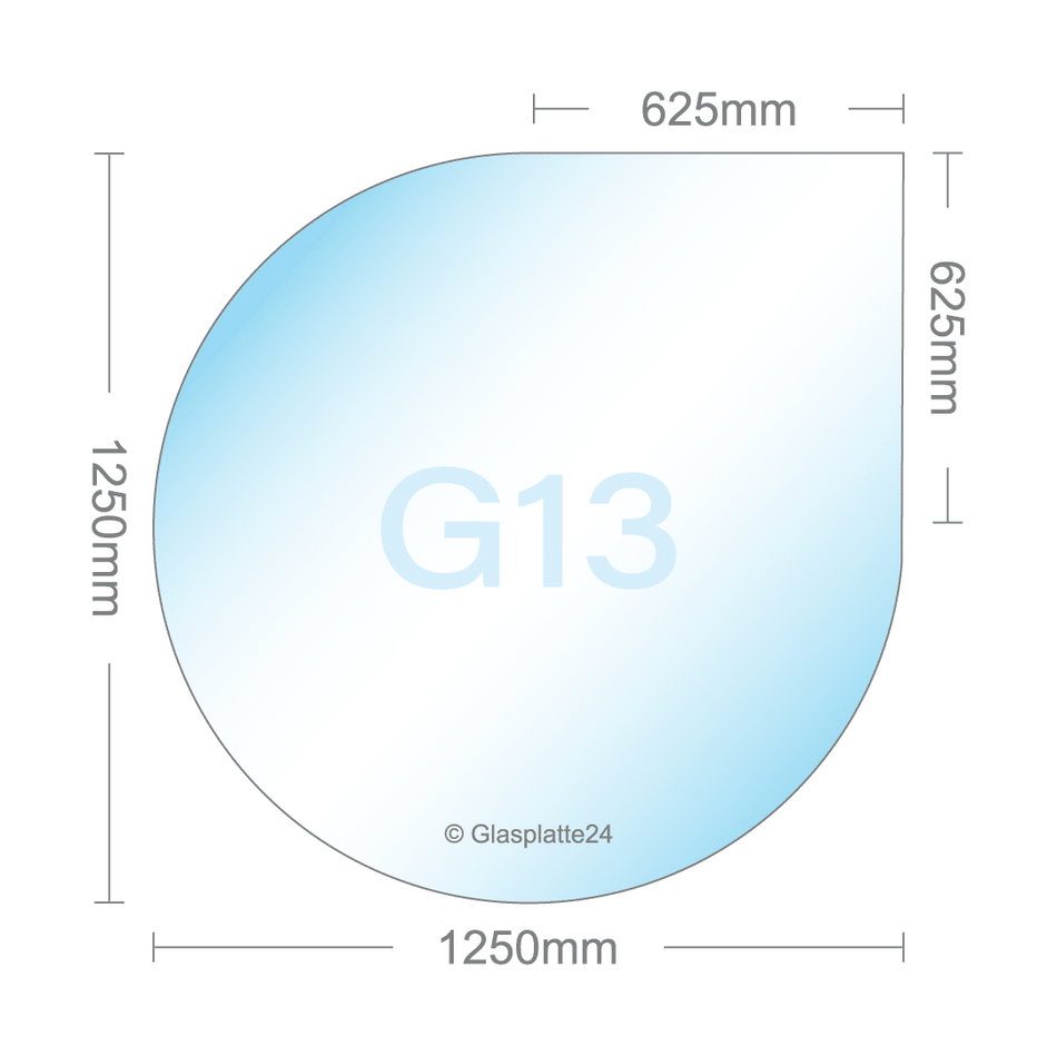 Tropfenform G13 Funkenschutzplatte - Glasplatte ESG | 1250 x 1250 mm