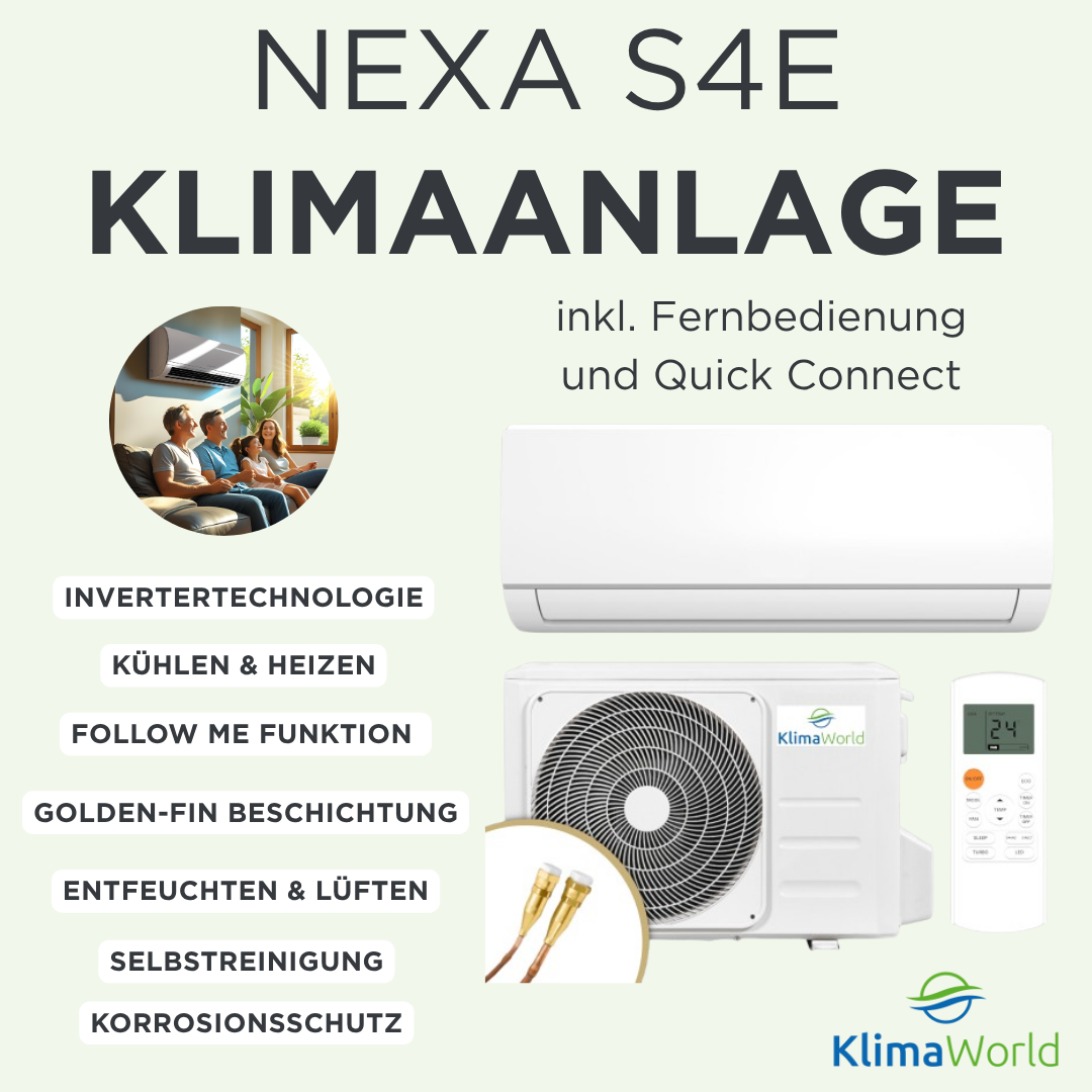 Split-Klimaanlage NEXA S4E - Werbebanner Funktionen | klimaworld.com