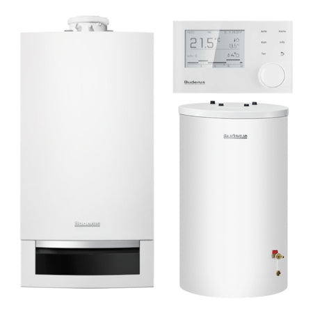 BUDERUS | Gas-Brennwertkessel-Set | Logaplus W22 | GB172-14W | 14 kW