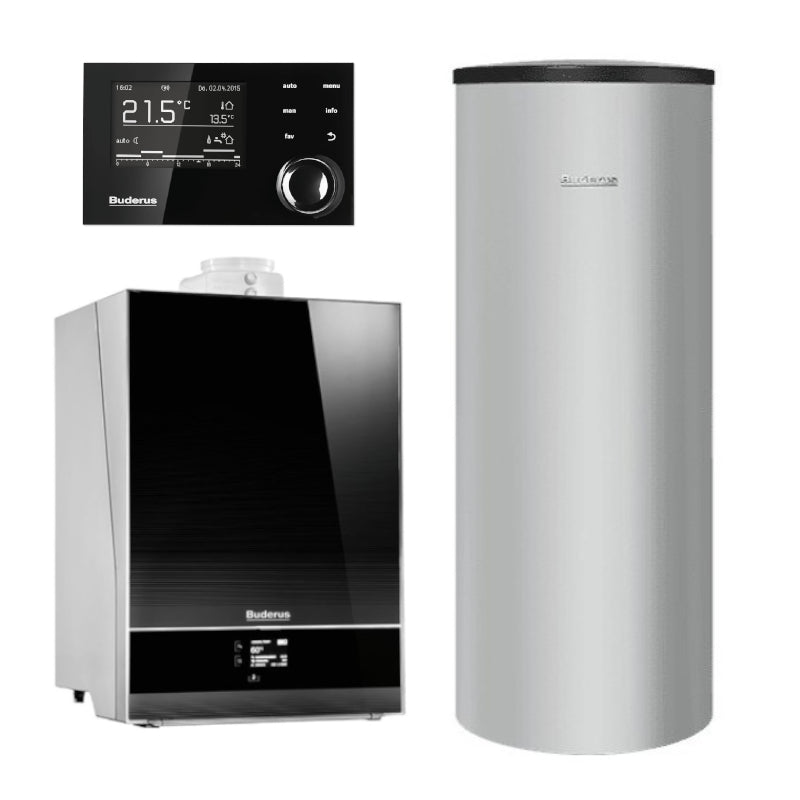 BUDERUS | Gas-Brennwertkessel-Set | Logaplus W50 | GB192i-25S | 25 kW