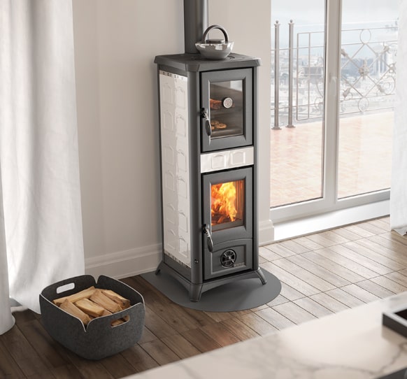 La Nordica Holzofen mit Backfach Gemma Forno 5.0 weiß Ambiente
