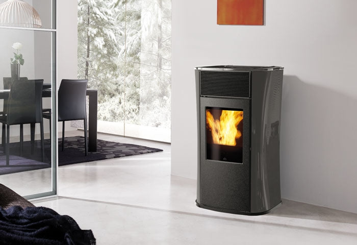 Pelletofen EdilKamin Mya Glas Grau 6,5 kW mit Fernbedienung