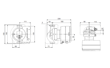 technische Zeichnung - Grundfos Magna 3