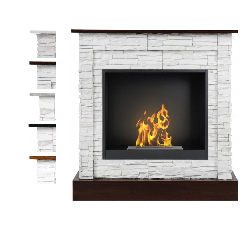 Aflamo Bio-Kamin | Vigo Stone Weiss mit Einsatz Bio 60 