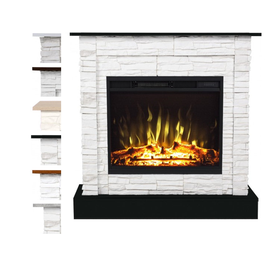 Aflamo LED Standkamin Vigo Stone Weiss