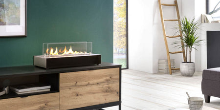 ebios-fire Tischkamin Quadra Base - Milieu Edelstahl gebürstet