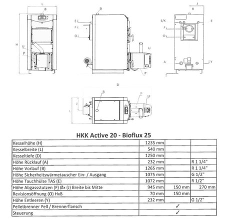 ThermoFlux HKK Active - Bioflux Masszeichnung