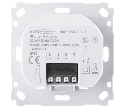 Homematic IP Rollladenaktor für Markenschalter | eQ-3 | HmIP-BROLL-2 - Rückansicht | www.klimaworld.com