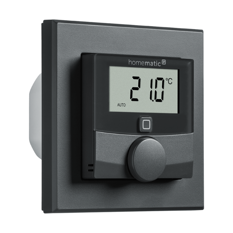 Homematic IP Wandthermostat Schaltausgang 230 V anthrazit | seitliche Ansicht | HmIP-BWTH-A