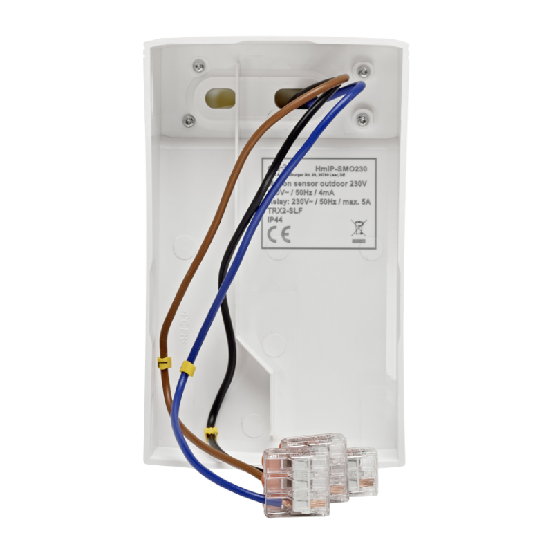 Homematic IP Bewegungsmelder mit Schaltaktor - weiß | Ansicht Klemmanschluss | HmIP-SMO230 | www.klimaworld.com