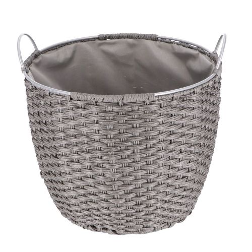 TermaTech Kaminholzkorb Rattan in der Farbe Hellgrau| 57 Liter