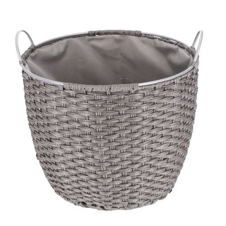 TermaTech Kaminholzkorb Rattan in der Farbe Hellgrau| 57 Liter