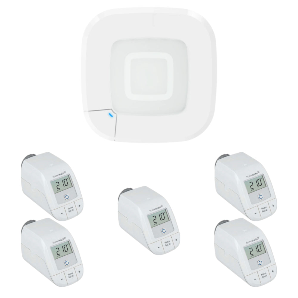 Homematic IP Starter Set Heizen | eQ-3 | 5 Basic Heizkörperthermostate | klimaworld.com