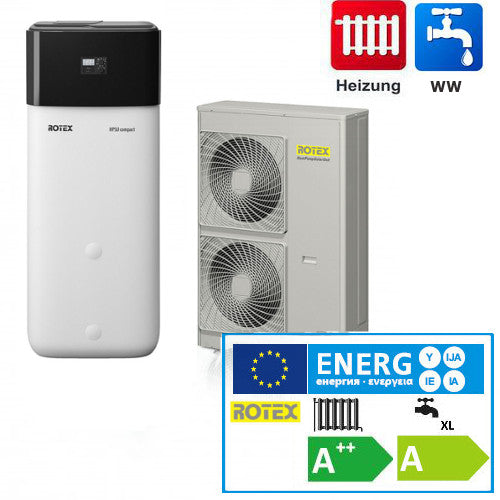 Wärmepumpe Luft/Wasser Rotex HPSU compact 516 H/C - 7C Paket 11kW + 500L