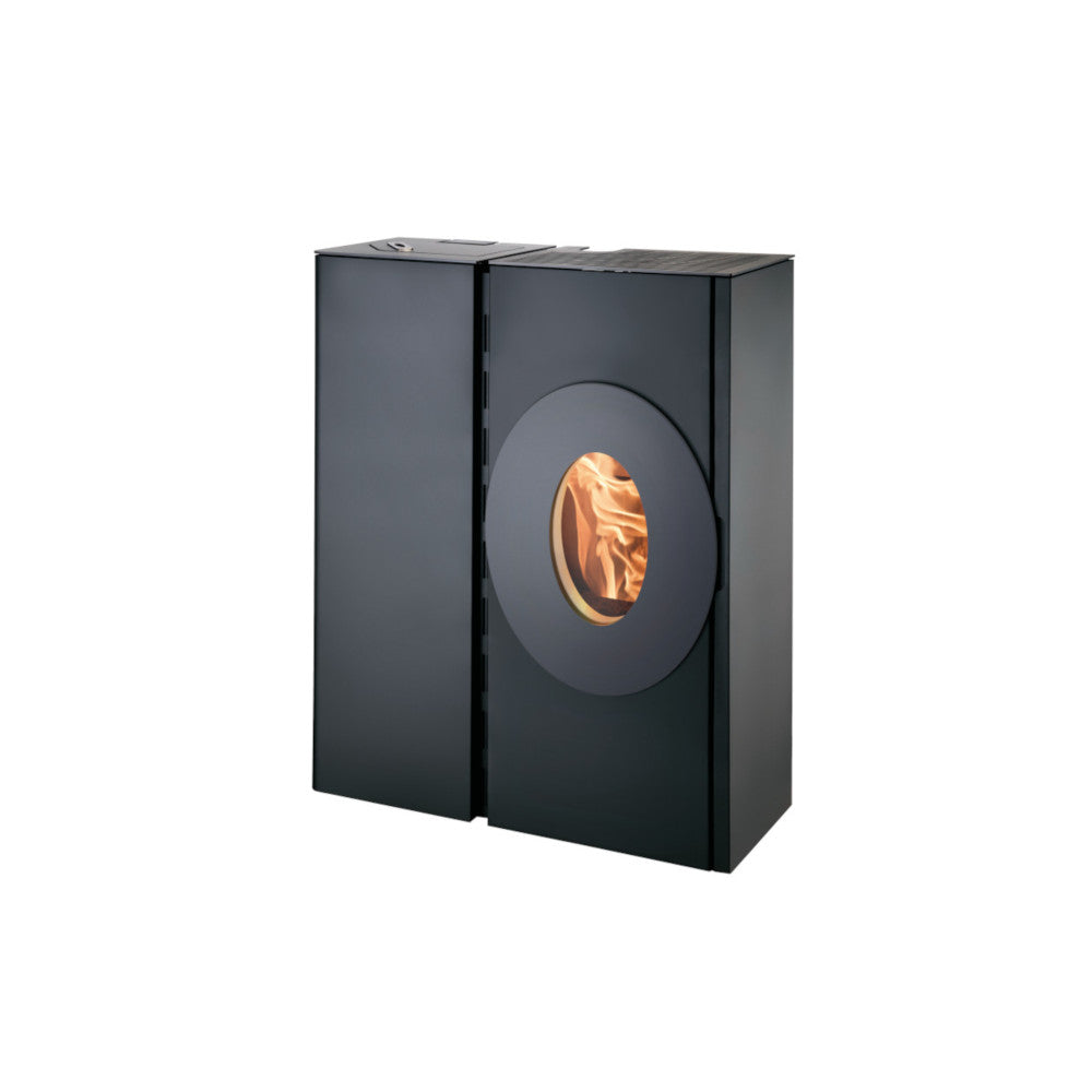 Haas+Sohn | Pelletofen HSP 4.0 F2-02 RLU schwarz 2R Anschluß hinten 8,5 kW