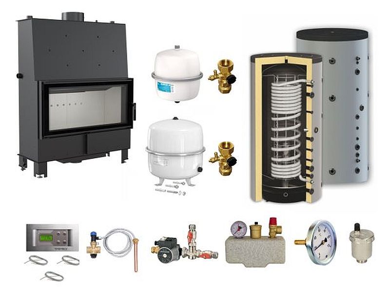 Kratki wassergeführter Kamineinsatz Lucy PW 20 | Hygieneset | 20 kW ➔ www.klimaworld.com