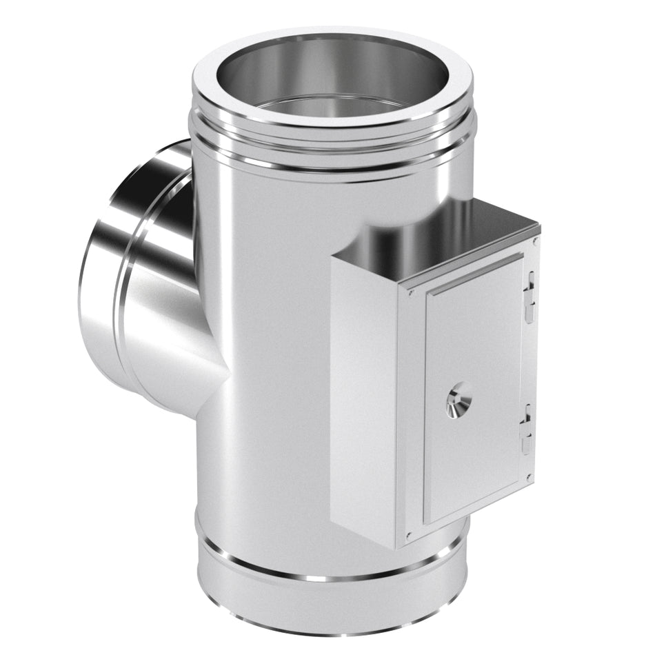 Schiedel Rauchrohranschluss 90° mit Putztüranschluss eckig | ICS |  Ø wählbar | Klimaworld.com