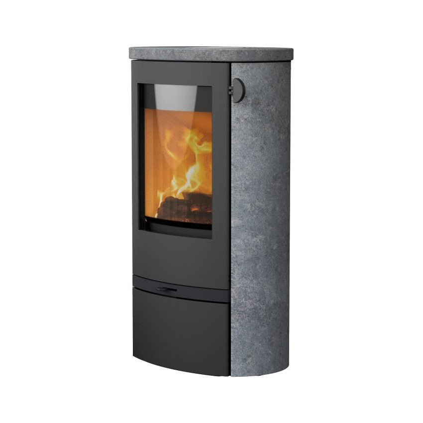 Lotus Kaminofen mit Specksteinverkleidung + Türgriff Shape | klimaworld.com