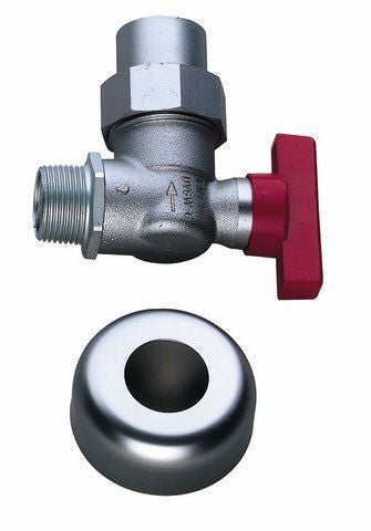 Gashahn R 3/4 mit thermischer Absperrvorrichtung, Eckform mit Rosette, Nr 440/12. Für Erd - und Flüssiggas