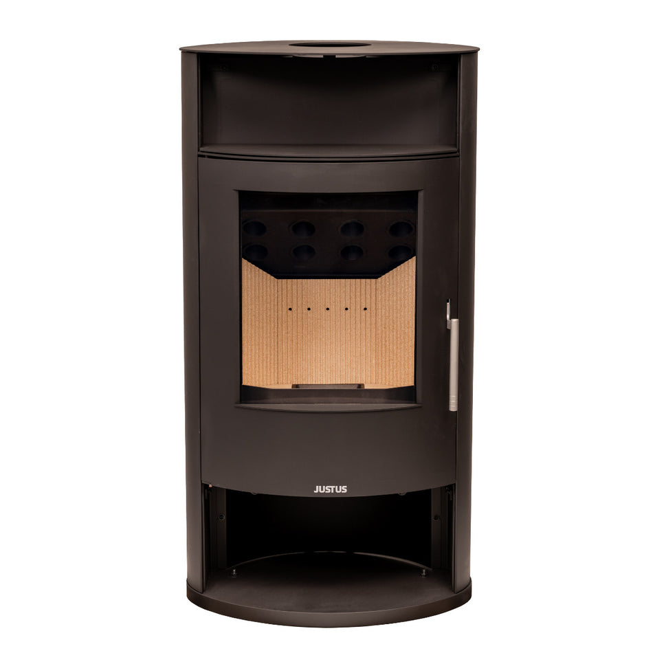 Justus Kaminofen Island Aqua in Stahl Schwarz | klimaworld.com