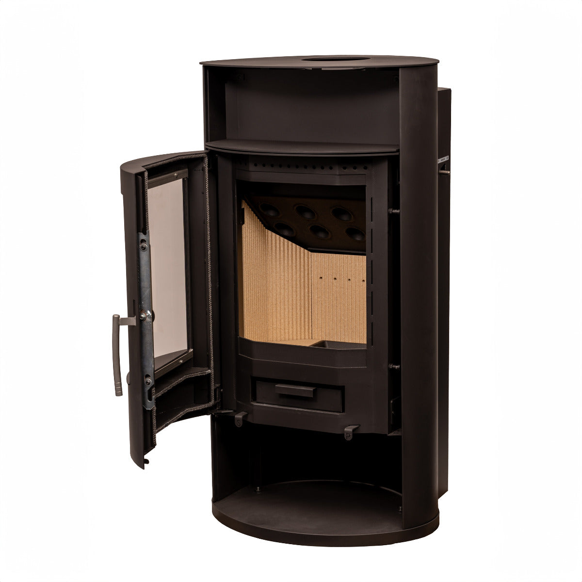 Justus Kaminofen Island Aqua in Stahl Schwarz | klimaworld.com