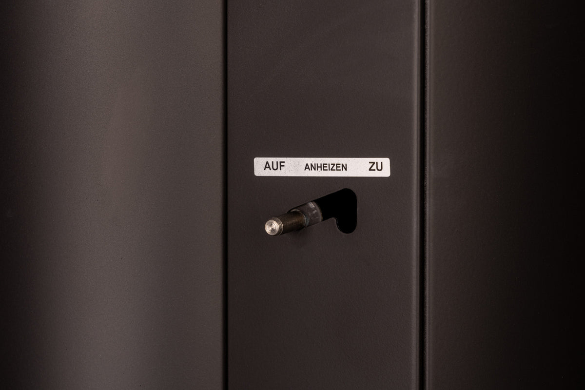 Justus Kaminofen Island Aqua in Stahl Schwarz | klimaworld.com