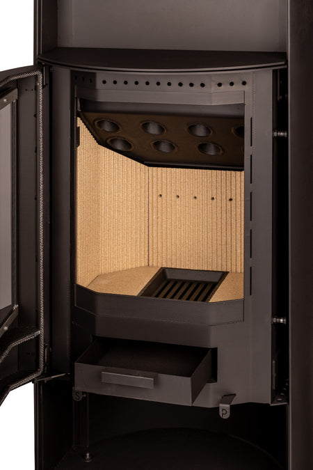 Justus Kaminofen Island Aqua in Stahl Schwarz | klimaworld.com