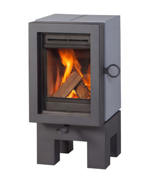 Wanders Halskamin OAK-Beton in grau mit Standardfuss | klimaworld.com