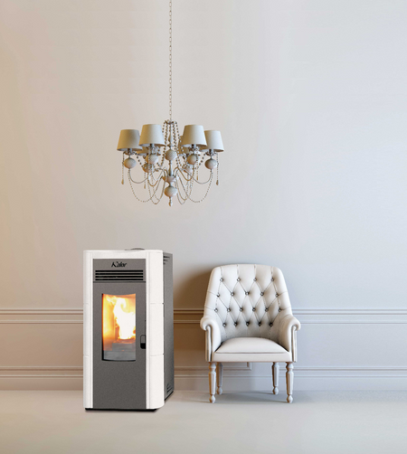 KALOR Pelletofen Michela 12C weiss, Ambientebild | klimaworld.com