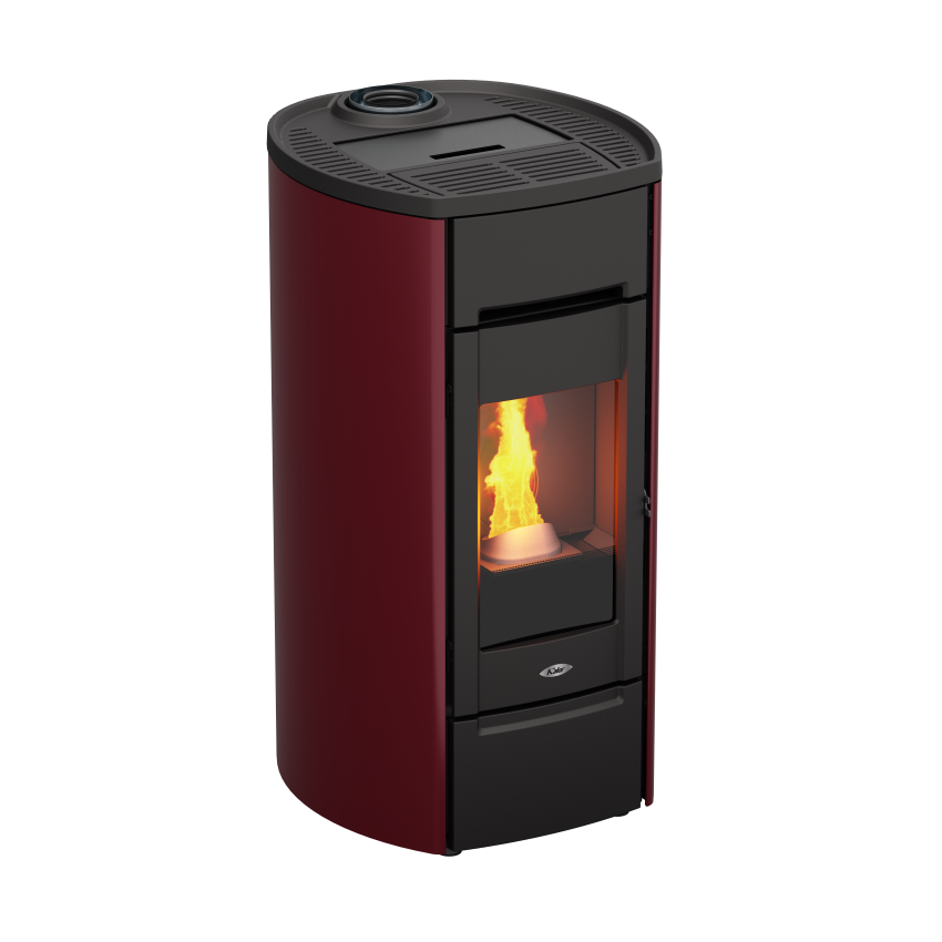 Kalor Pelletkamin Ermetica 98 Cast Round Mod 8 in bordeaux | klimaworld.com
