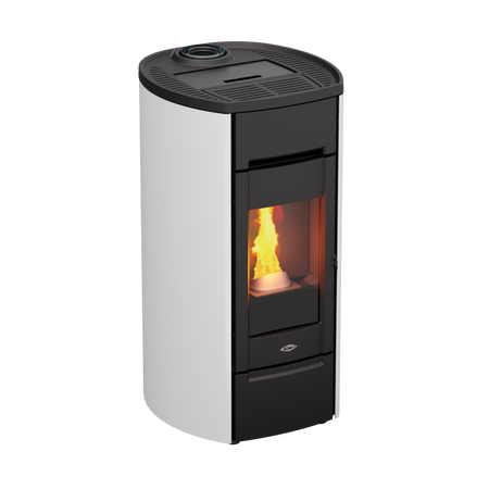 Kalor Pelletkamin Ermetica 98 Cast Round Mod 8 in weiss | klimaworld.com