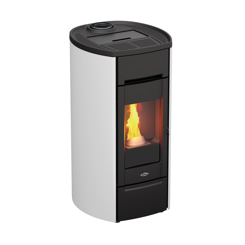 Kalor Pelletkamin Ermetica 98 Cast Round Mod 6 in weiß | klimaworld.com
