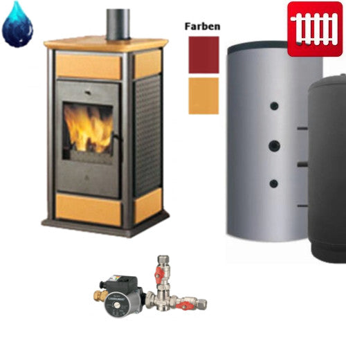 Kaminofen wasserführend Warm CS Basic 15kW inkl. Speicher + Rücklaufanhebungsgruppe 