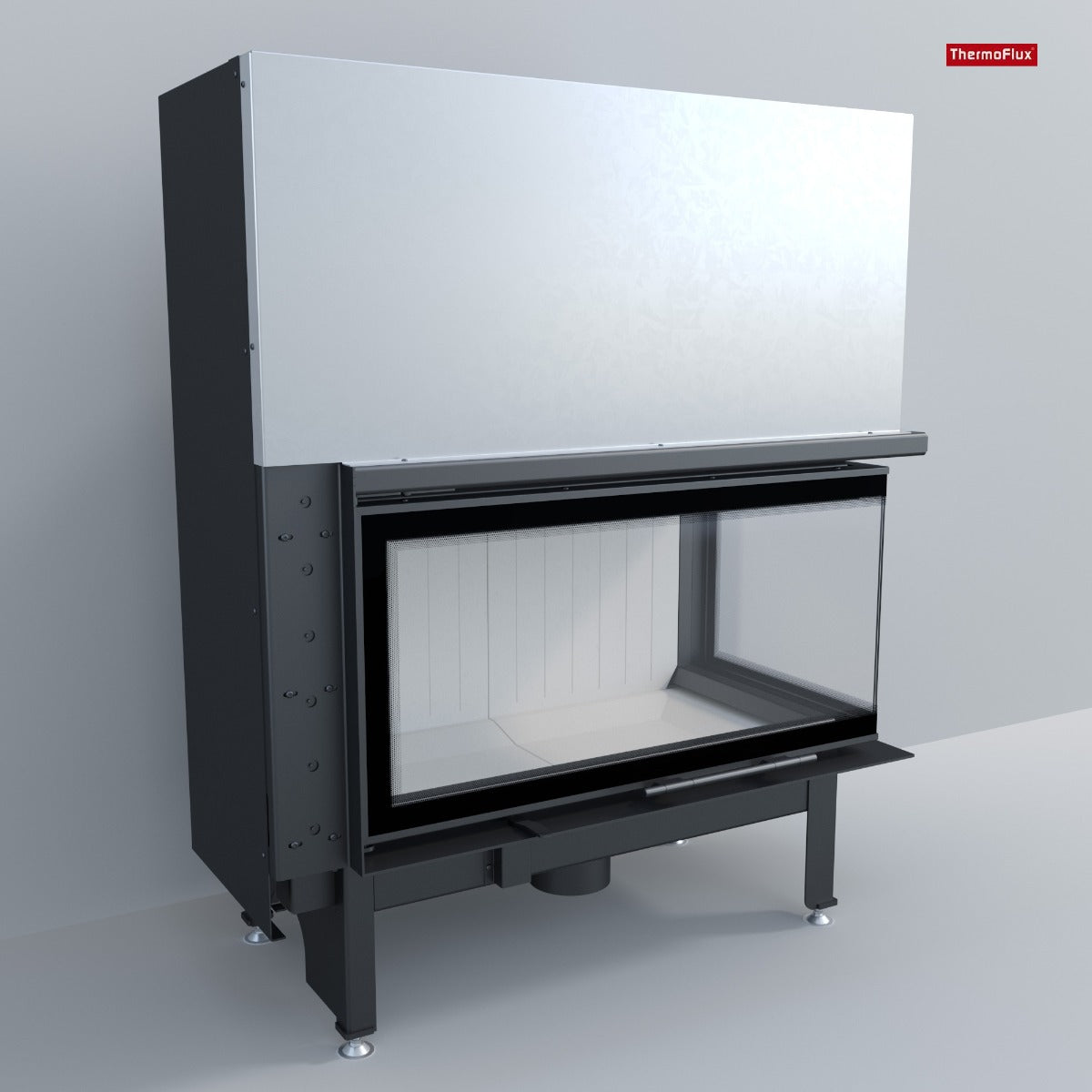 ThermoFlux Kamineinsatz TFD7-HER | Eckschiebetür rechts | 7 kW