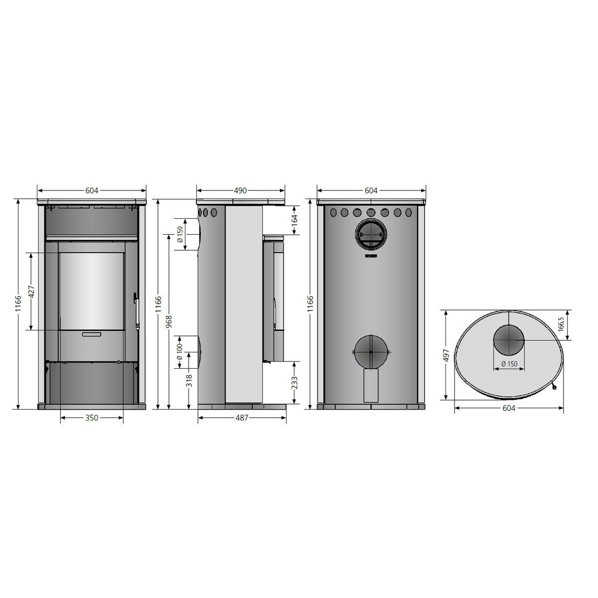 Justus | Kaminofen | Island 7 | Stahl Gussgrau | 6,5 kW ➩ Klimaworld