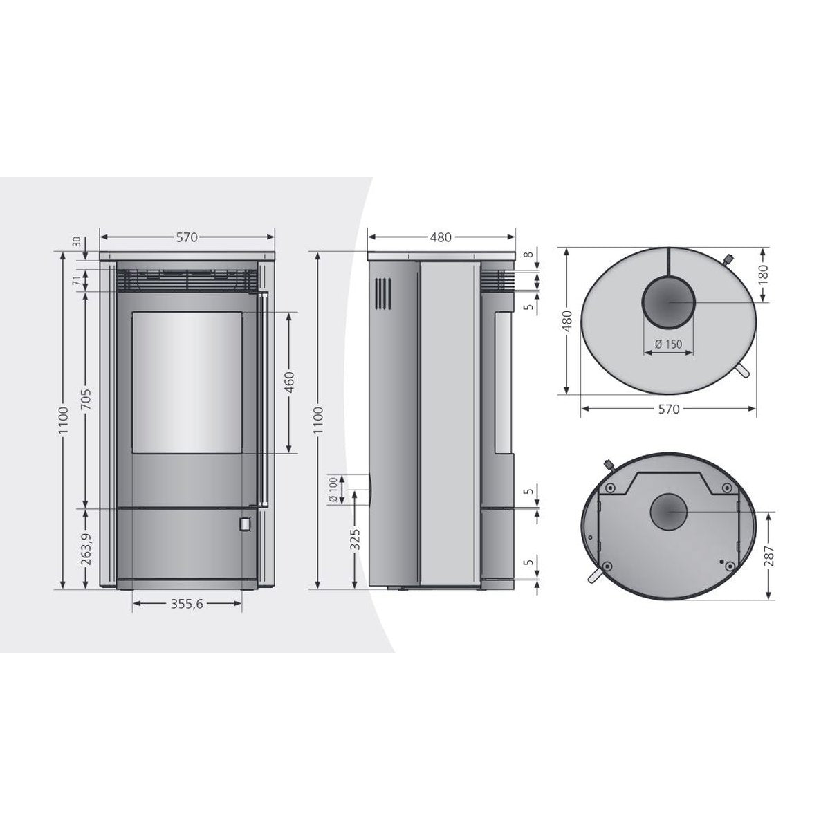 ORANIER | Arktis Neo7 | Kaminofen | 7.0 kW | Maße