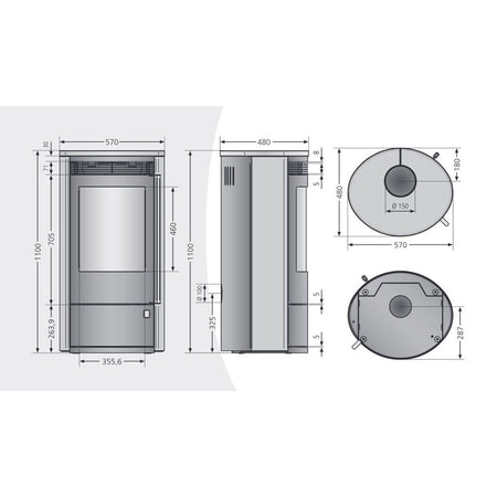 ORANIER | Arktis Neo7 | Kaminofen | 7.0 kW | Maße