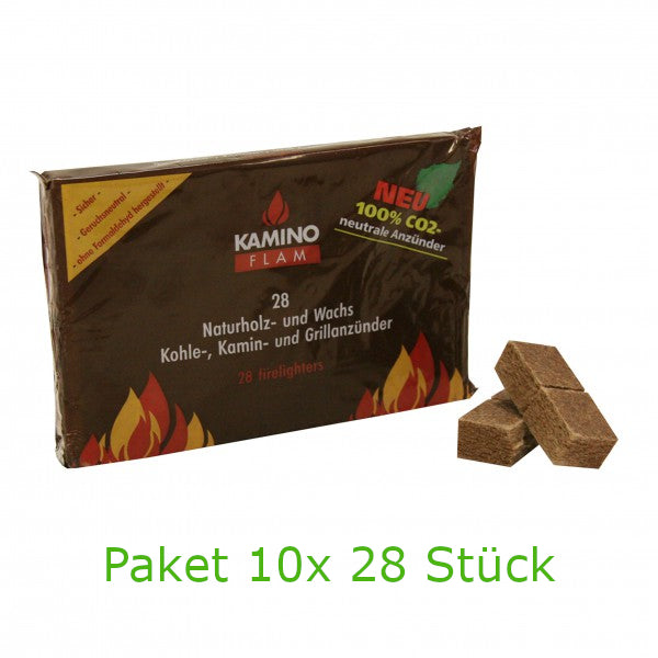 KaminoFlam Naturholz- und Wachs Kohle-, Kamin- Grillanzünder 10x 28Stk | Klimaworld.com