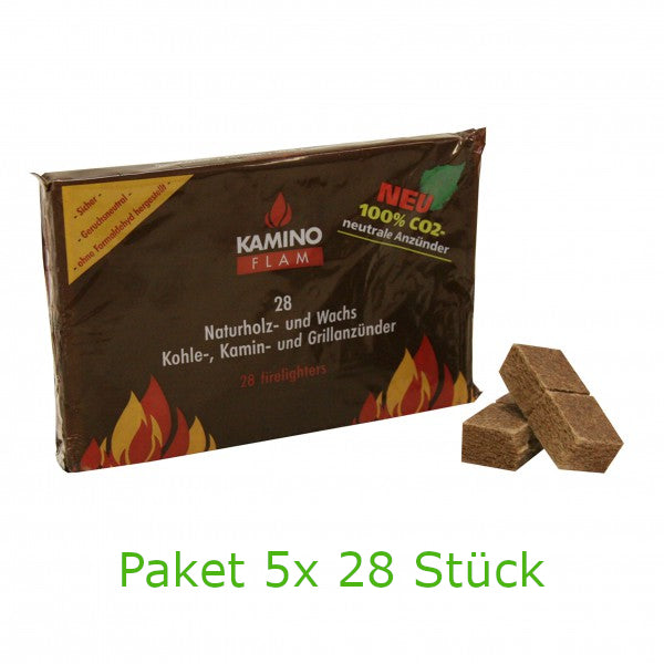 KaminoFlam Naturholz- und Wachs Kohle-, Kamin- Grillanzünder 5x 28Stk | Klimaworld.com