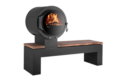 KANUK | Kaminofen Kanuk - Bank | Buchenholz / Flamme gestrahlt | 8 kW