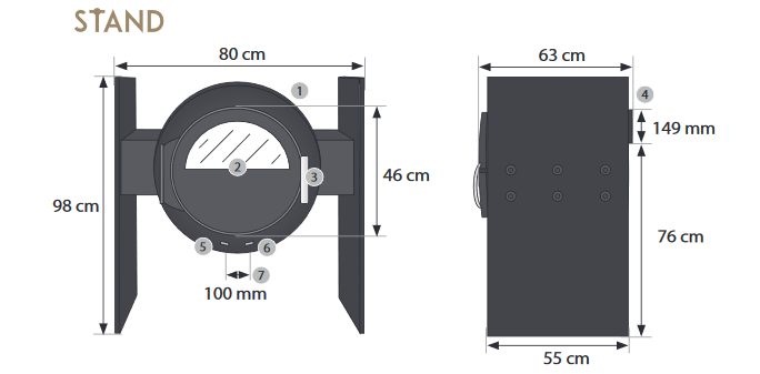 KANUK | Kaminofen Kanuk® - STAND  Maße| 8 kW