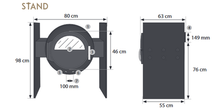 KANUK | Kaminofen Kanuk® - STAND  Maße| 8 kW