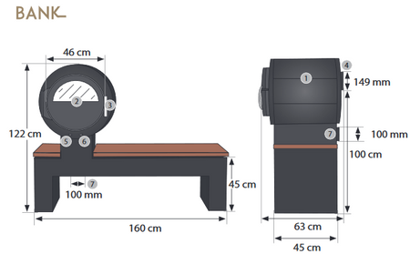 KANUK | Kaminofen Kanuk - Bank | Maße