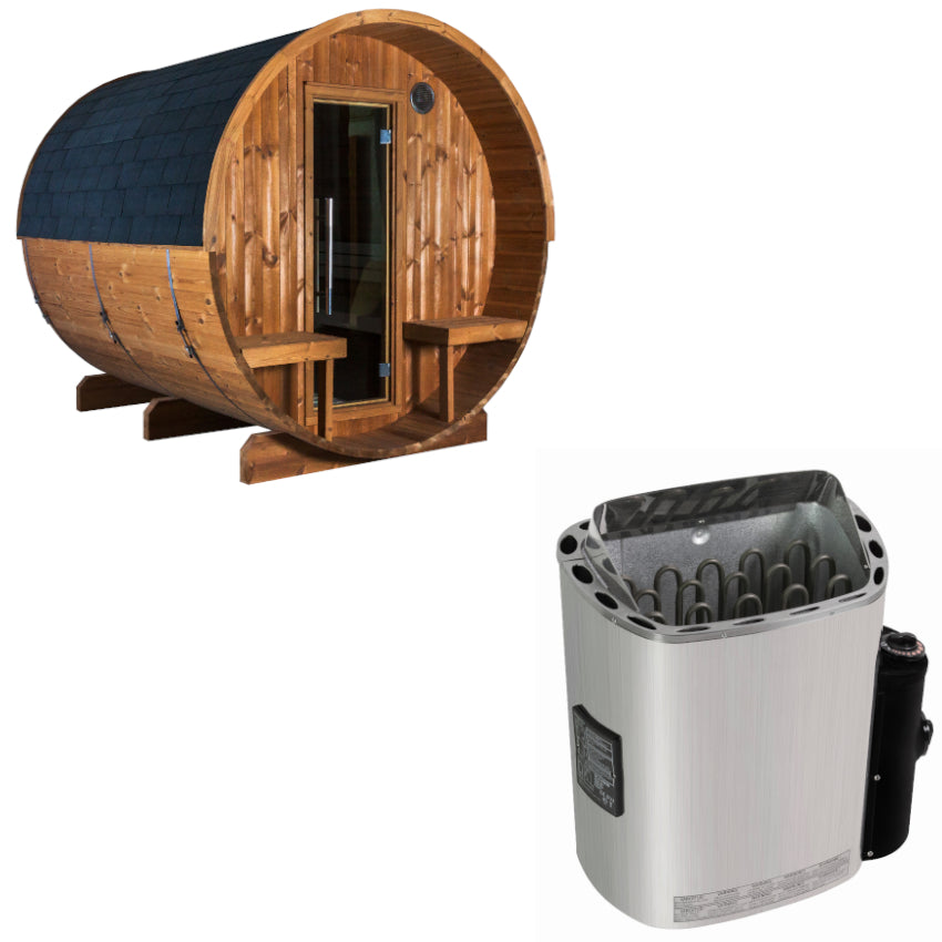 Sentiotec Sauna Set Kaski 240 Panorama mit Saunaofen Scandia Next inkl. Steuerung | klimaworld.com