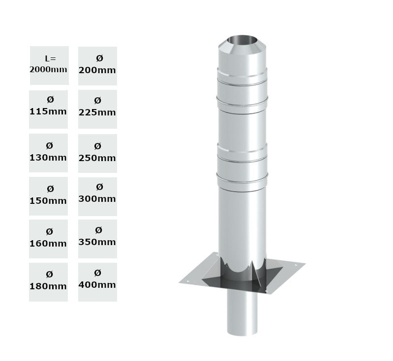 Jeremias Kaminerhöhung Doppelwandig 2000 mm | Edelstahl
