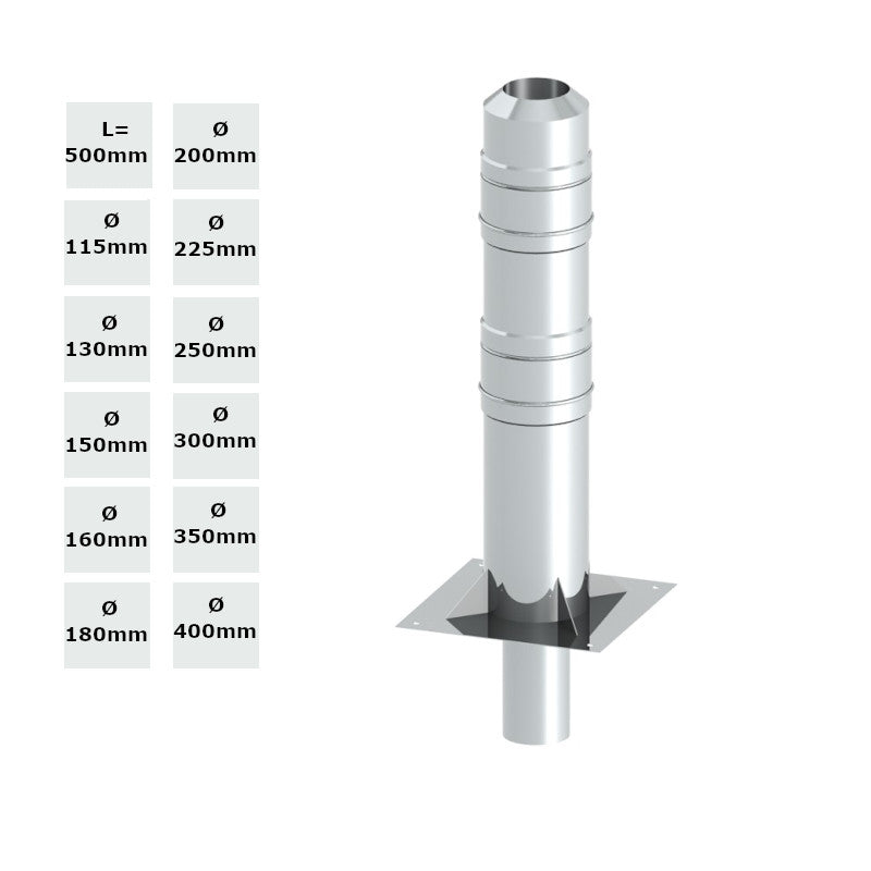 Jeremias Kaminerhöhung Doppelwandig 500 mm | Edelstahl 