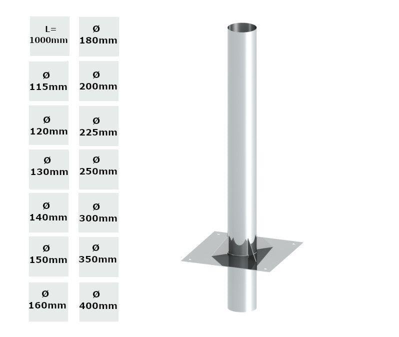Jeremias Kaminerhöhung Einwandig 1000 mm | Edelstahl | Ø wählbar