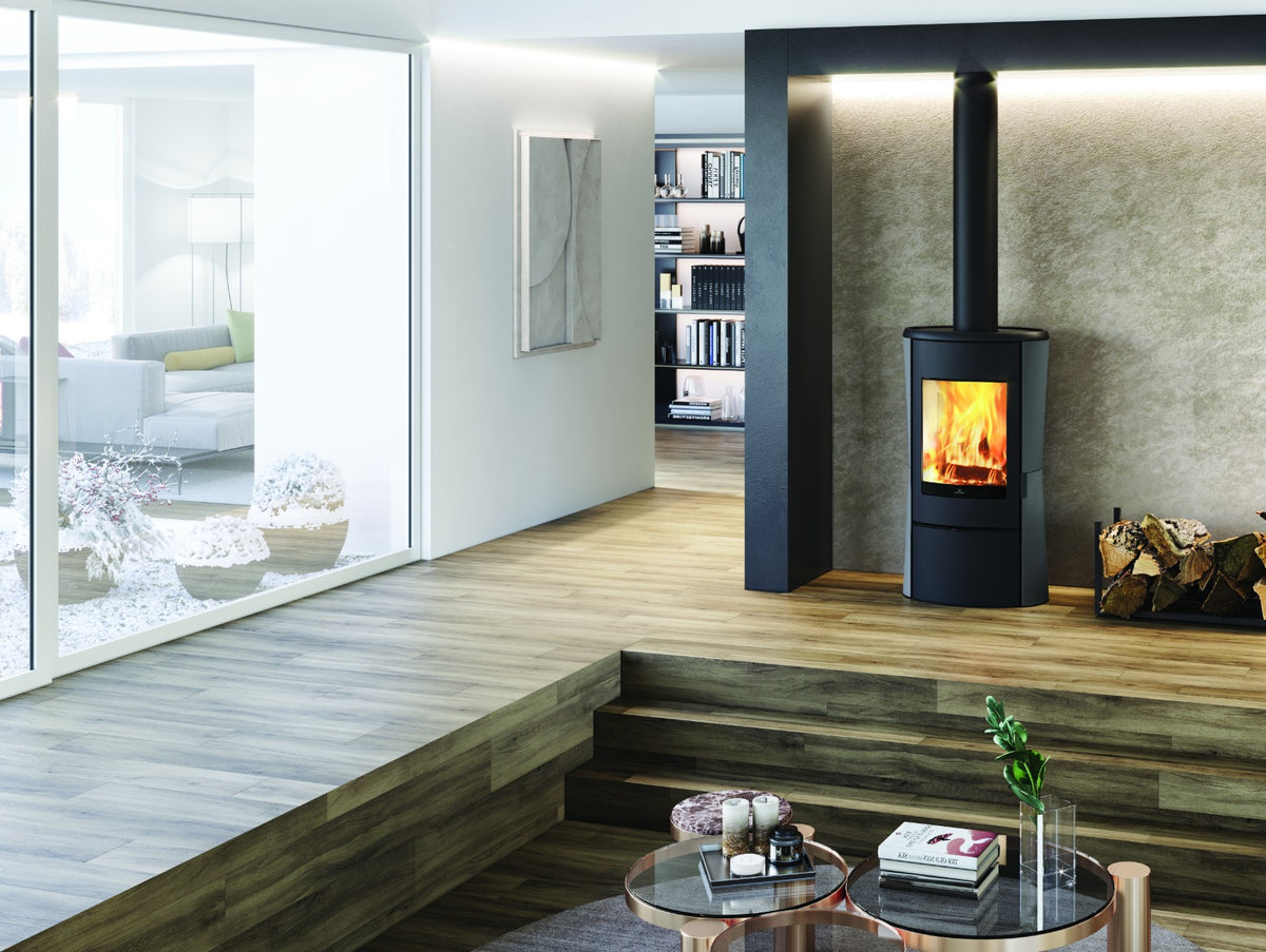 Edilkamin Luftholzöfen | Klass | Stahl grau | 10,1 kW 