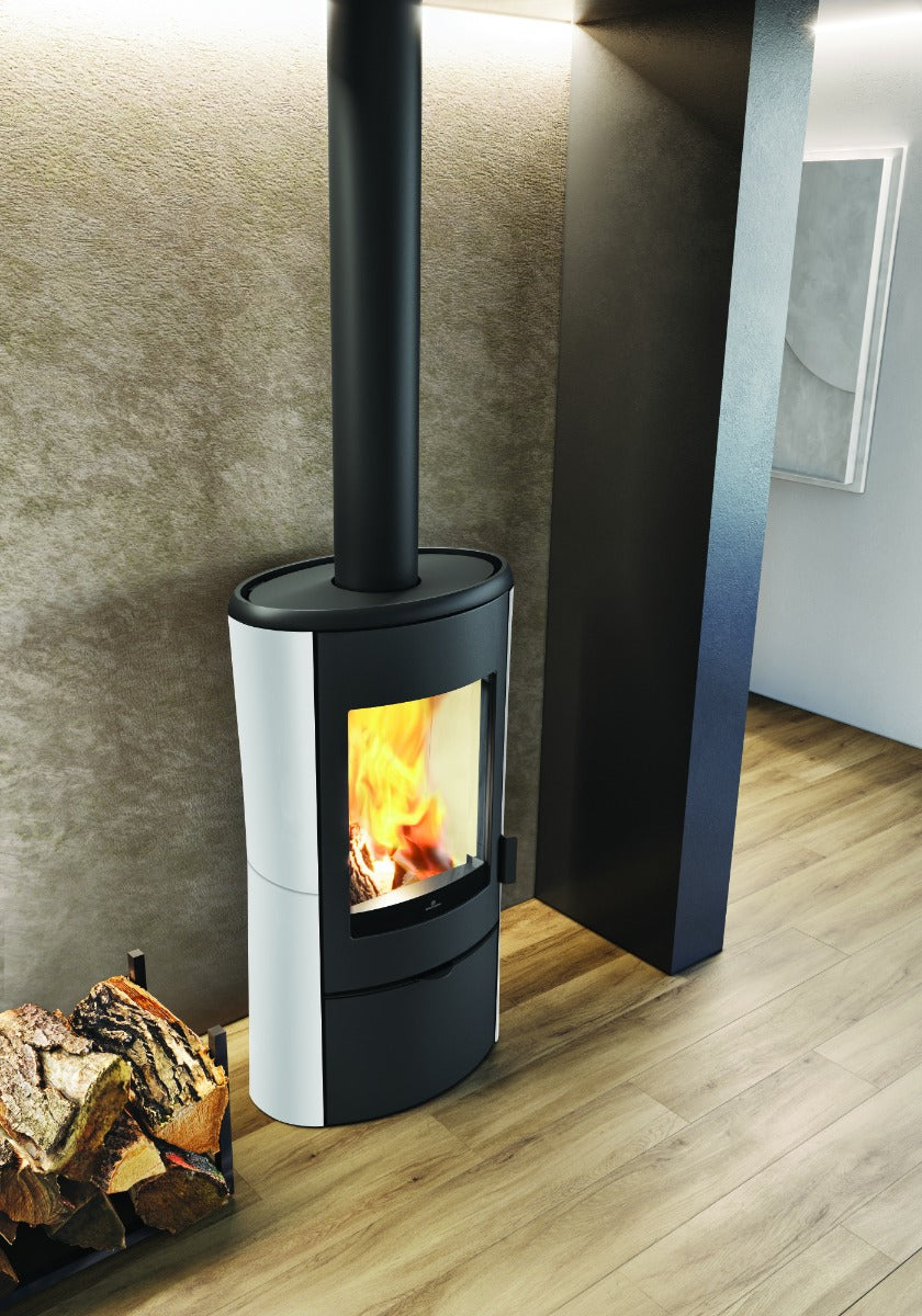 Edilkamin Luftholzöfen | Klass | Keramik mattweiß | 10,1 kW 